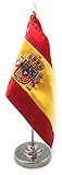 Bandera de España de sobremesa con mástil de latón Cromado y peana, la...
