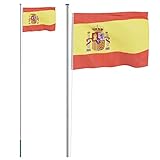 vidaXL Mástil y Bandera de España Aluminio 6,23 m