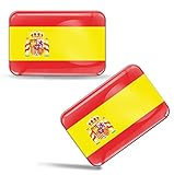 Biomar Labs® 2 pcs 3D Gel Pegatinas Bandera Nacional de España Spain Silicona...