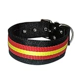 Collar para Perros Nylon Negro con Bandera España 5cm Ancho - Longitud - 65cm