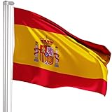 BRUBAKER Mástil Aluminio Exterior 4 m Incluye Bandera de España 150 x 90 cm y...
