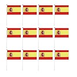 CLISPEED 50 Piezas Pequeñas Banderas de España Banderas de Mano de Mano...