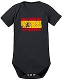TShirt-People Body para bebé con la bandera de España vintage negro 0-3 Meses