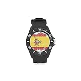 Reloj de pulsera con correa de goma, diseño vintage, color rojo y amarillo