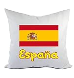 Tipolitografia Ghisleri Cojín sofá cama blanco España Espana con bandera...