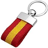AUTOZOCO Llavero lona bandera de España - resorte cromado - anilla plana -...