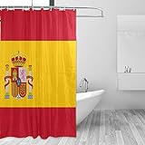 DEZIRO Cortina de Ducha de poliéster con la Bandera de España, Impermeable,...