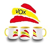 MERCHANDMANIA Taza Amarilla Bandera ESPAÑA Partido VOX Color mug