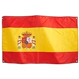 Runesol Bandera De España 3x5, 91x152cm, Bandera De España, 4 Ojales, Ojal De...