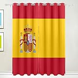 DEZIRO Cortina opaca de poliéster con diseño de bandera de España, 2 paneles,...