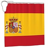FJAUOQ Cortina de ducha con bandera de España, impermeable, cortina de baño...