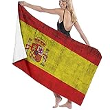 Toalla Playa Grande Bandera De España Grunge Vintage Toallas De Baño Niñas...