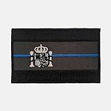 Parche bordado bandera de España con delgada linea azul de la Policia