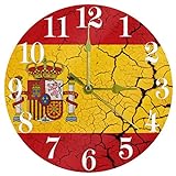 Timmershabi Bandera de España con emblema reloj de pared, 10 pulgadas,...