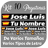 Kit 10 Pegatinas Vinilo Bandera España + tu Nombre - Bici, Casco, Pala De...