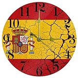 Timmershabi Bandera de España con emblema reloj de pared, 10 pulgadas,...