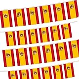 10 Metros Bandera de España Guirnalda, con 30 Banderas 14 x 21 cm, Anti UV y...