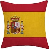 Funda de almohada extraíble de la bandera nacional de España 45 x 45 cm,...