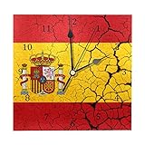 WALLDOR Bandera de España con emblema relojes de pared de cuarzo silencioso que...