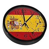 VAPOKF Reloj de pared silencioso con bandera de España con emblema que no hace...