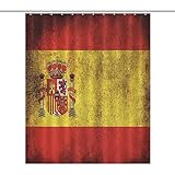 Bandera España Cortina De Ducha para Baño, Decoración De Baño con Ganchos,...