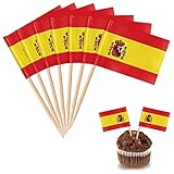 YXHZVON 100 Palillos Bandera de España, Palillo de Cóctel Banderas Mini...