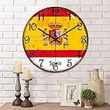 Yelolyio Reloj de pared de España, reloj de bandera de España, reloj de pared...